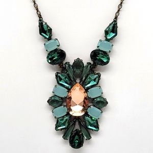 Sorrelli Gem Pop Green-Blue Swarovski Crystal Adjustable Long Necklace Bronze